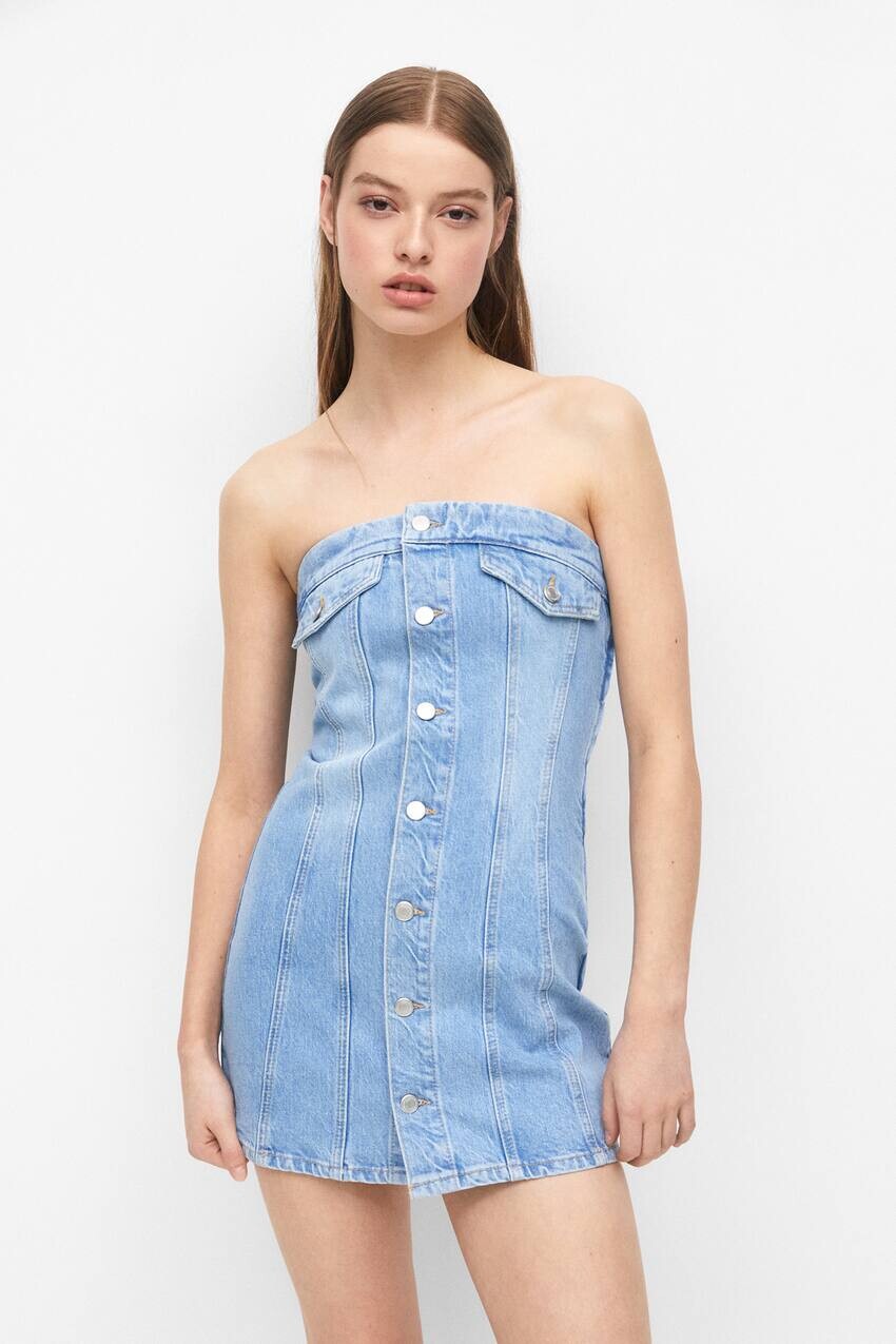 

Джинсовое корсетное платье Pull&Bear, синий