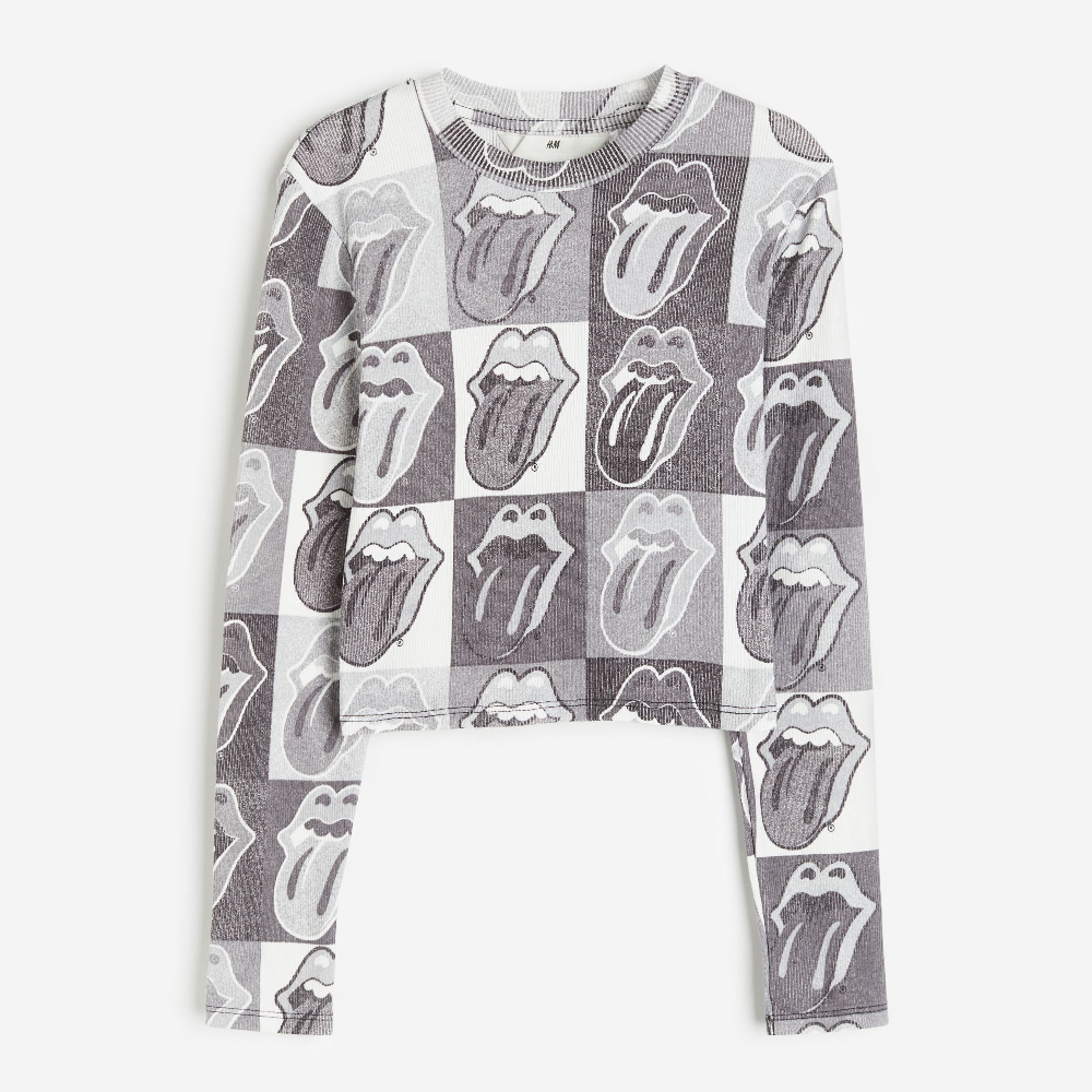 

Топ H&M Kids Printed Jersey The Rolling Stones, серый