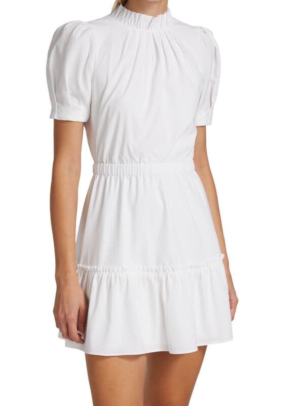 

Мини - Платье Ярусное Alice + Olivia Vida с пышными рукавами, белый