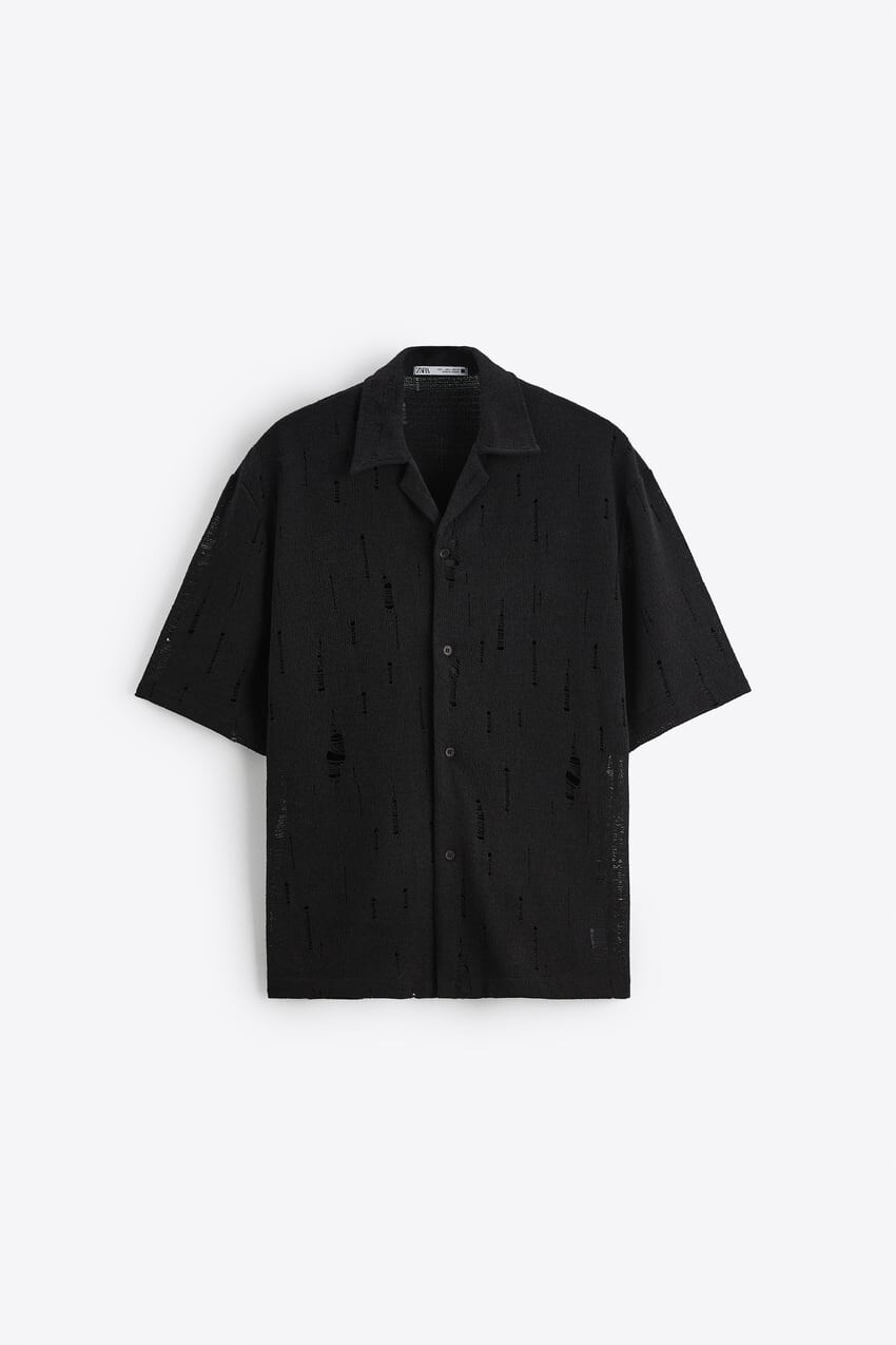 

Рубашка Zara textured, черный