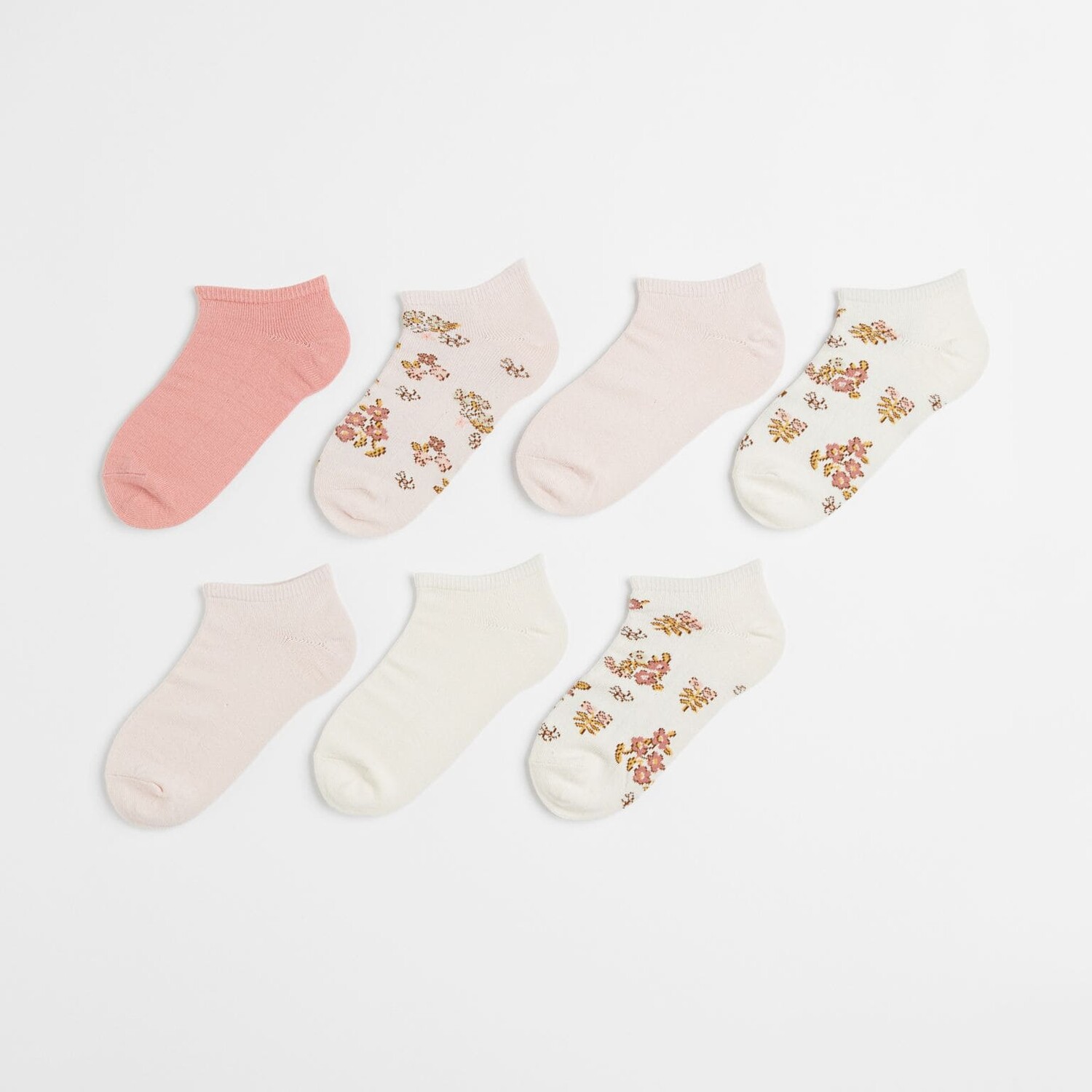 

7 пар коротких носков H&M Floral, светло-бежевый