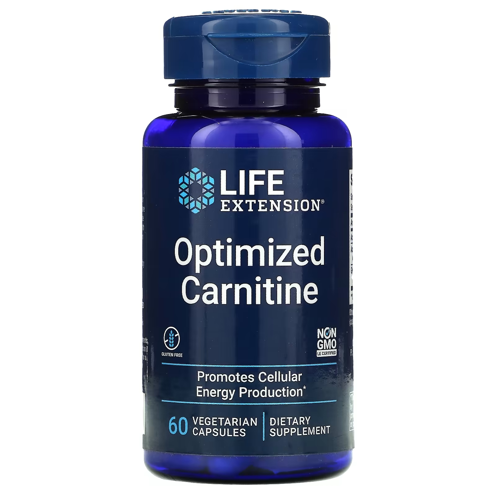 Оптимизированный Карнитин Life Extension, 60 вегетарианских капсул life extension оптимизированный фолат 1700 мкг dfe 100 вегетарианских таблеток