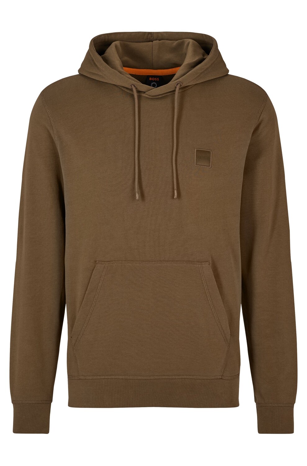 Толстовка Hugo Boss French-terry-cotton Hooded With Logo Patch, коричневый