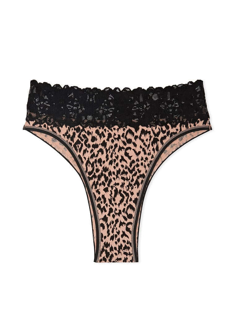 

Трусы-бразильяно Victoria's Secret Lace Waist Cotton, леопардовый
