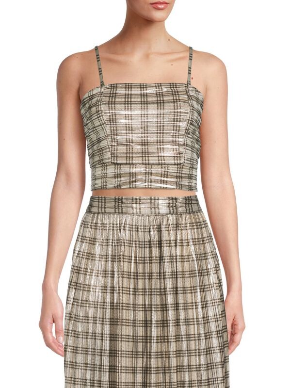 

Укороченный топ в клетку sadie Ramy Brook Olive combo