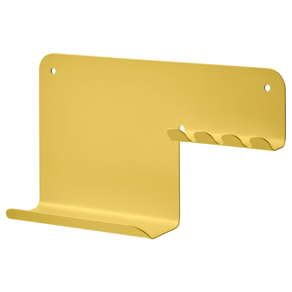 Настенная полка с крючками Ikea Havrekross, 23х13 см, желтый