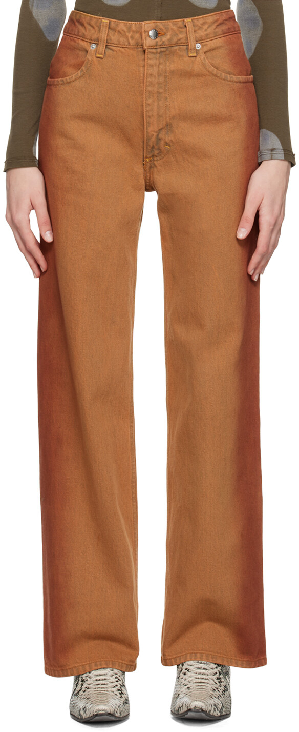 

Оранжевые широкие джинсы Eckhaus Latta