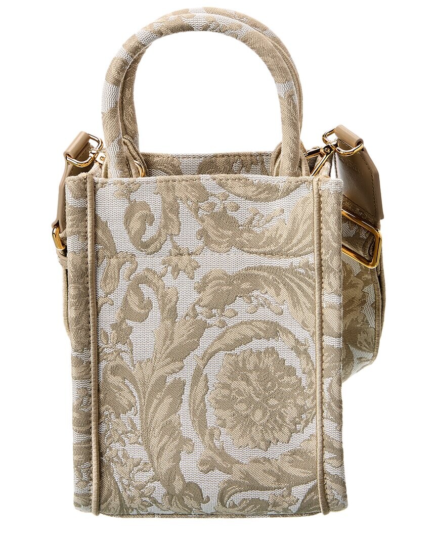 

Versace Мини-тоут из парусины Barocco Athena, бежевый