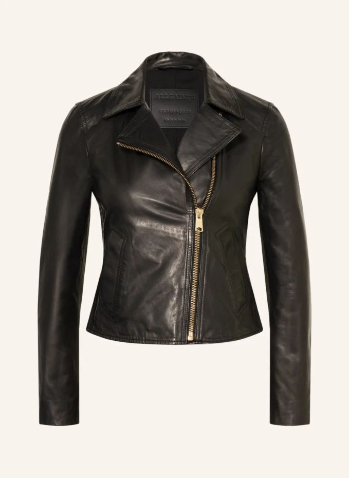 

Кожаная куртка вела Allsaints, черный