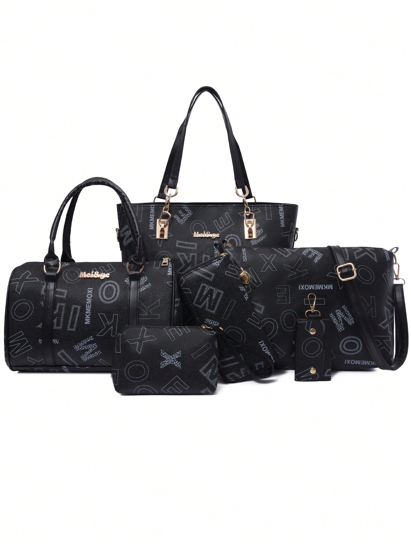 Набор из 6 кошельков с геометрическим узором, черный дорожная сумка унисекс складные органайзеры для сумок большой вместимости портативный чемодан с леопардовым узором дорожные аксессуары