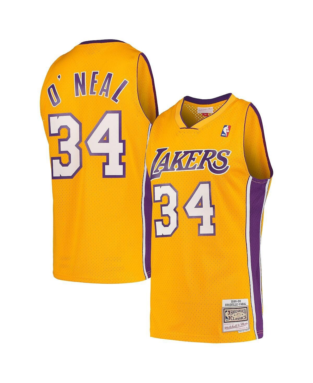 

Мужская майка Swingman Los Angeles Lakers Hardwood Classics 1999-00 Шакил О'Нил Голд Mitchell & Ness