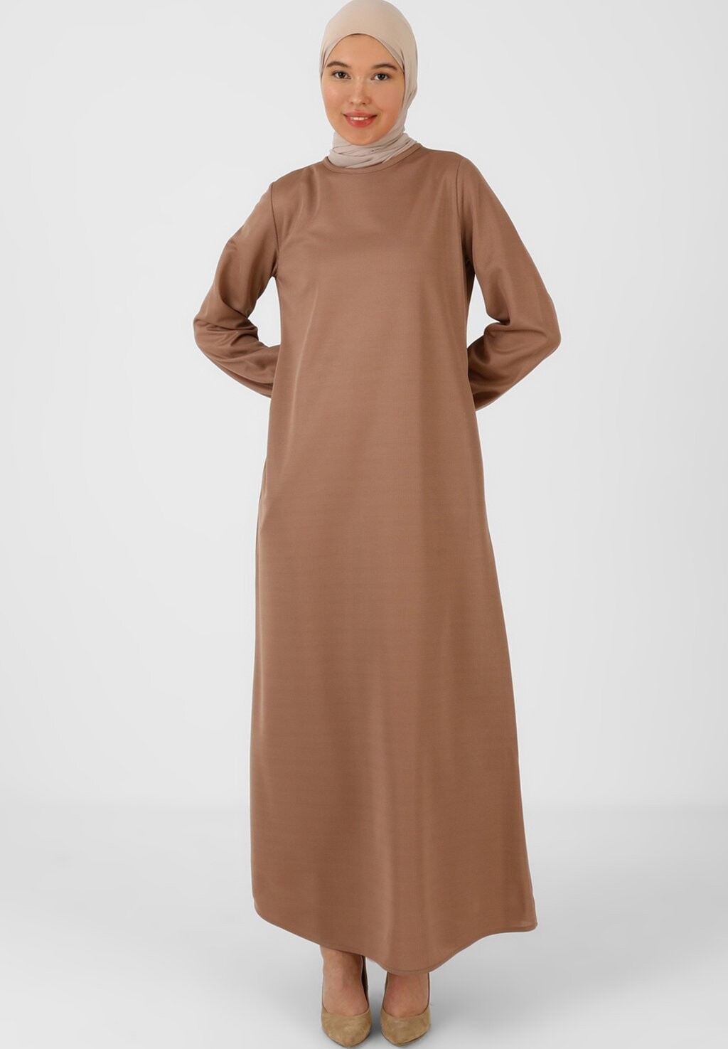 

Платье макси CREW NECK MODEST TAVIN Modanisa, цвет ochre