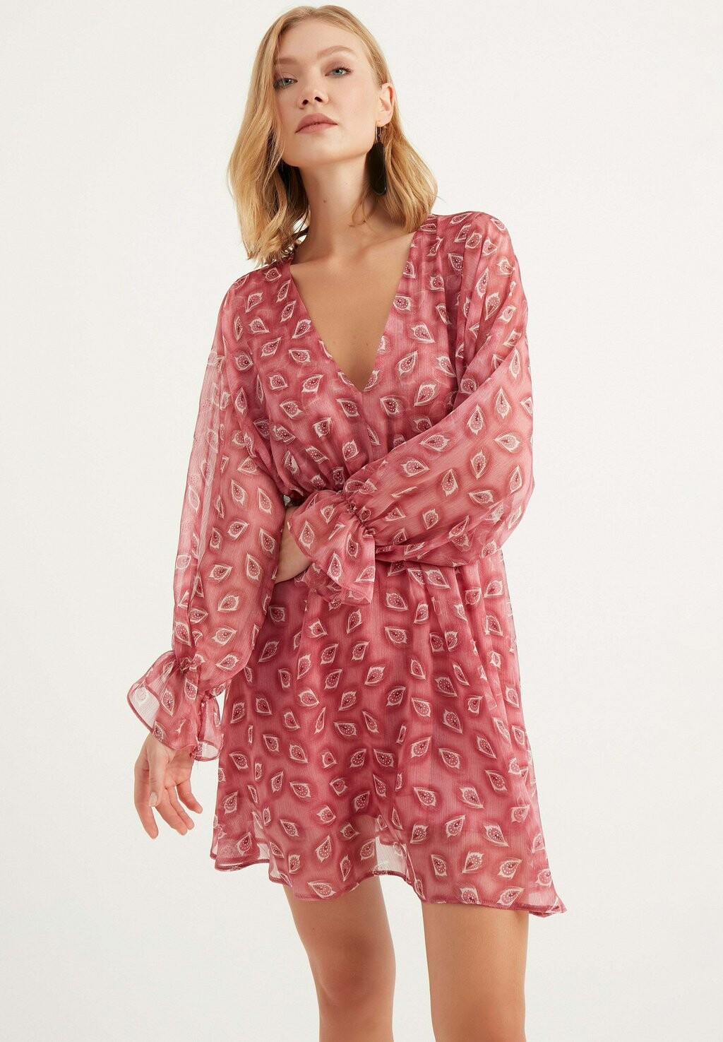 

Повседневное платье BALLOON SLEEVE V NECK Herita, цвет pink