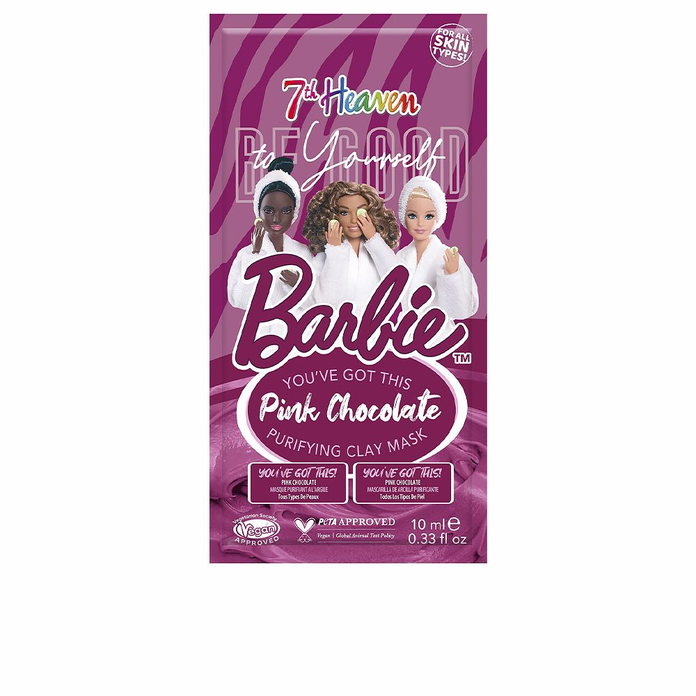 Маска для лица Barbie pink chocolate clay mask 7th heaven, 10 мл laino маска органическая успокаивающая и смягчающая с розовой глиной и эфирным маслом сладкого апельсина 16 г