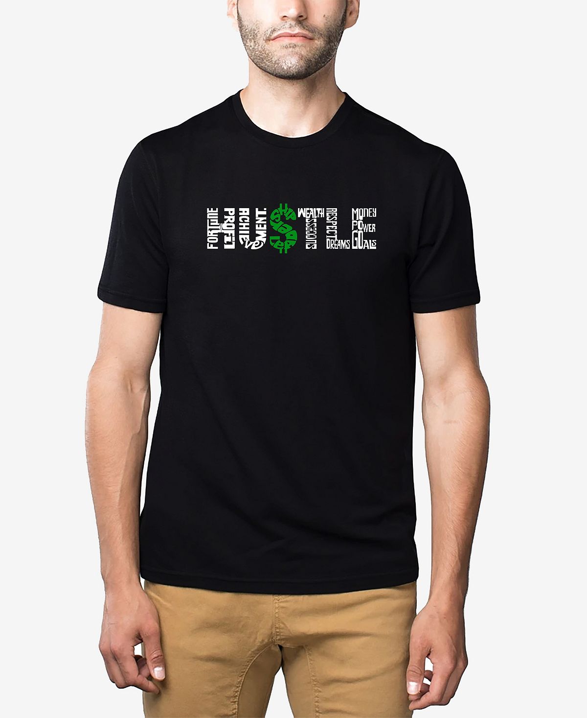Мужская футболка premium blend word art hustle LA Pop Art, черный