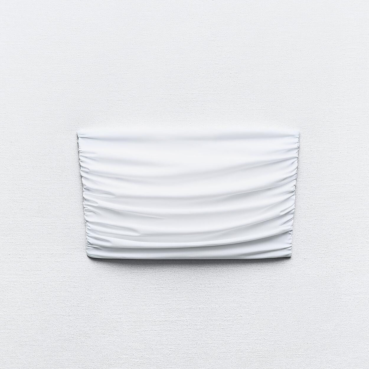 Кроп топ Zara Gathered Polyamide, белый облегающий трикотажный укороченный топ с вышивкой в корейском стиле