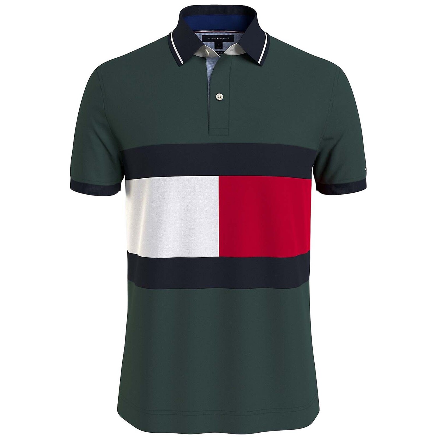 

Поло Tommy Hilfiger Flag Regular Fit, зеленый/мультиколор