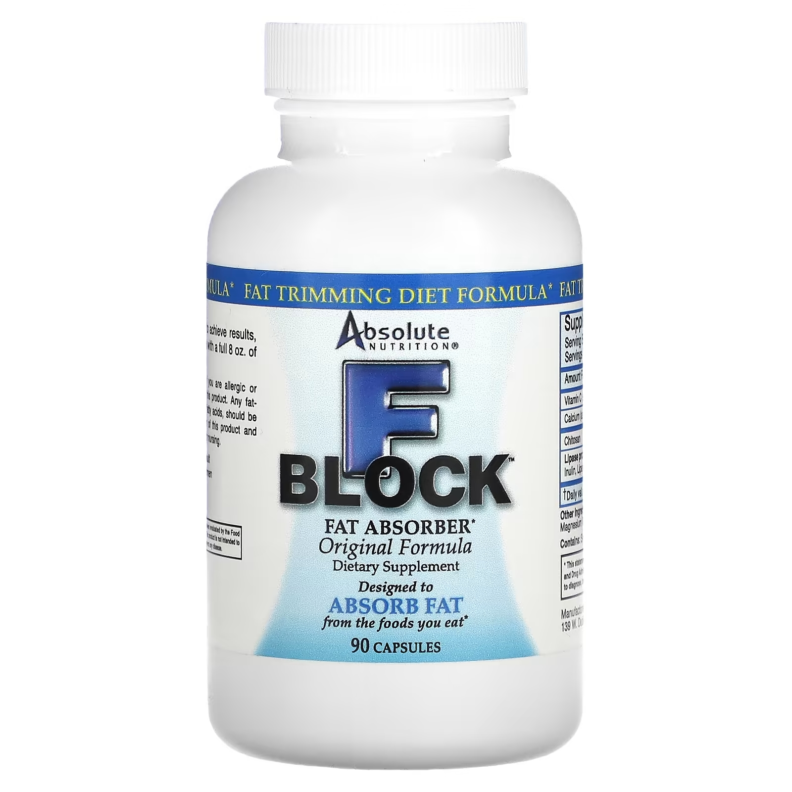 Absolute Nutrition FBlock абсорбент жира Original Formula, 90 капсул