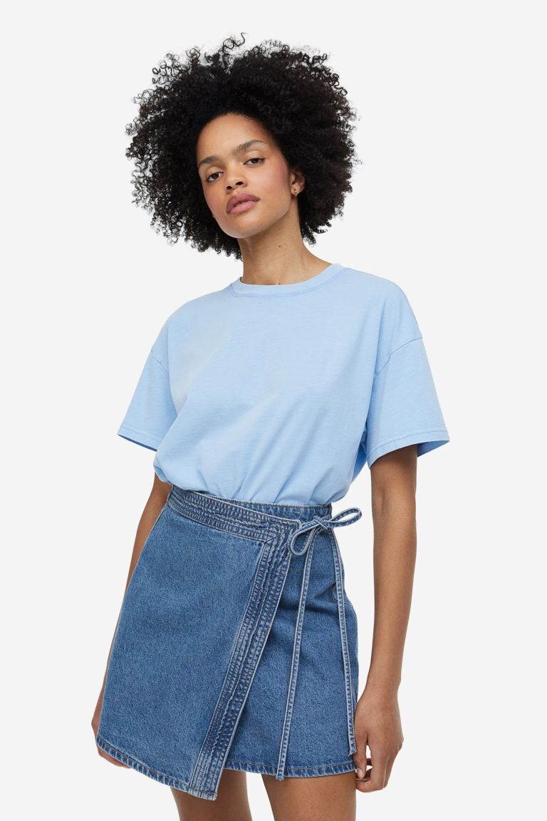 

Футболка с эффектом потертости H&M, светло-синий