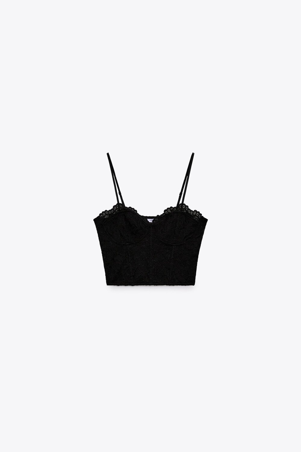 

Кружевной топ в стиле корсети ZARA, черный