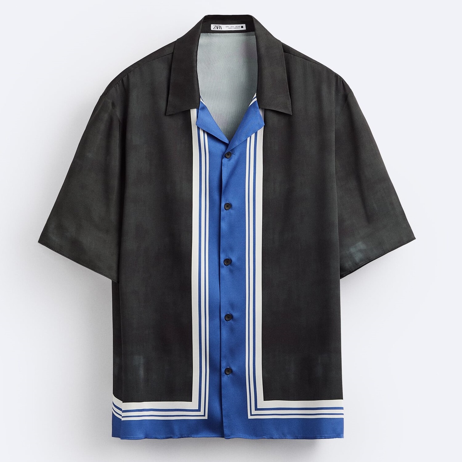 

Рубашка Zara Stripe Print, черный