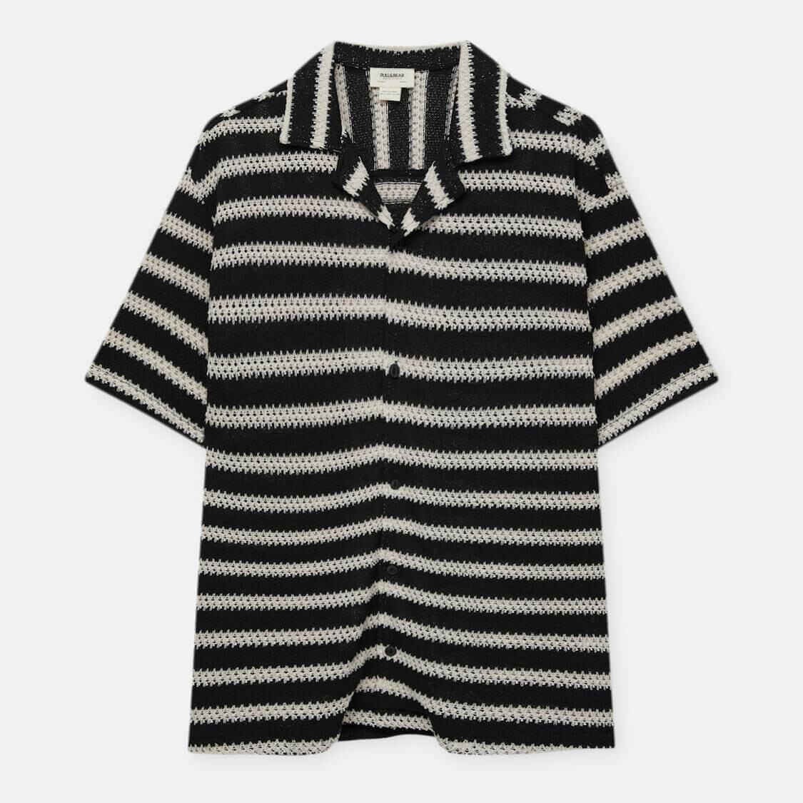 

Рубашка Pull&Bear трикотажная в полоску, черный/белый