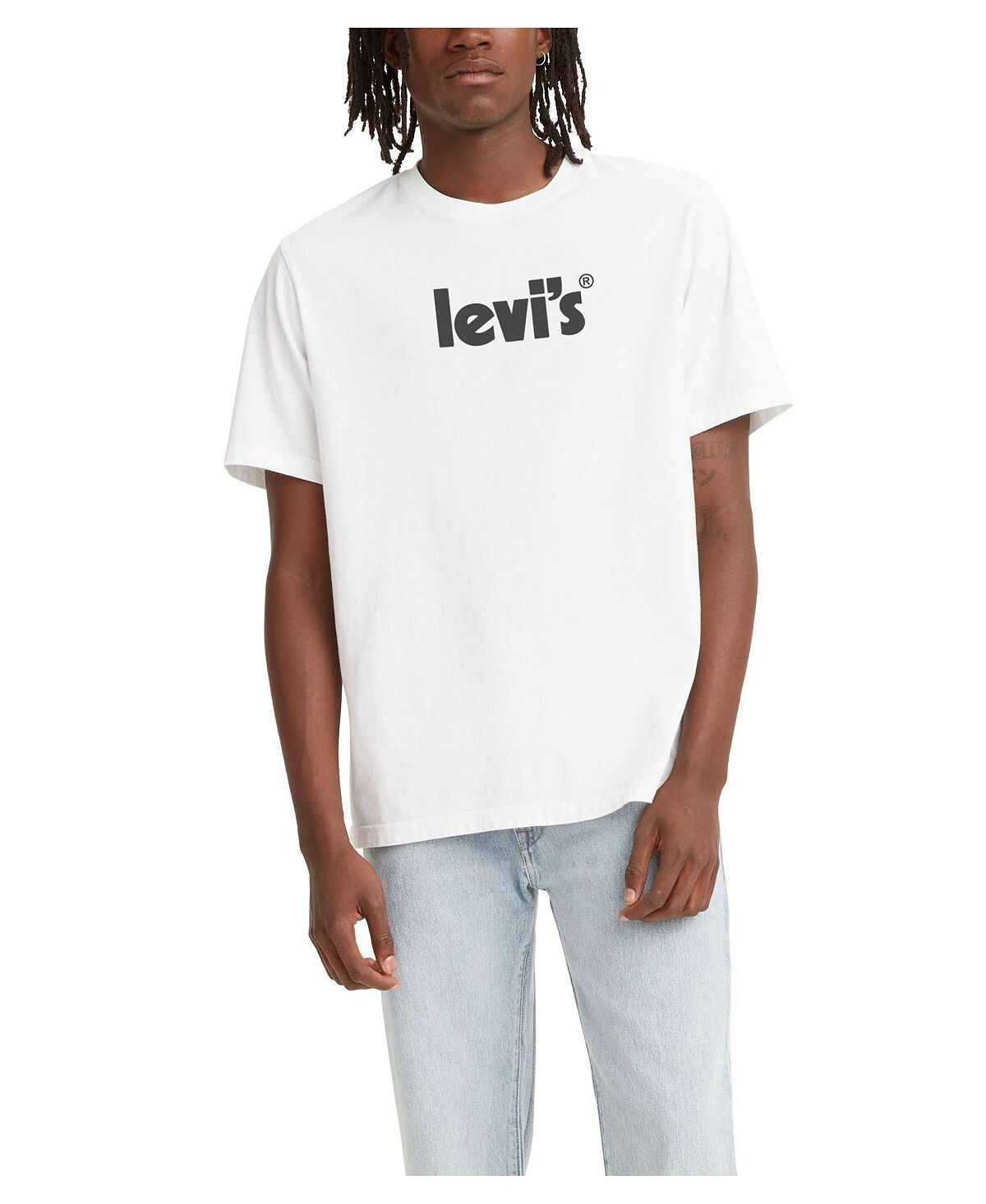 

Мужская футболка свободного кроя с круглым вырезом и плакатом с логотипом Levi's, мульти, Серый