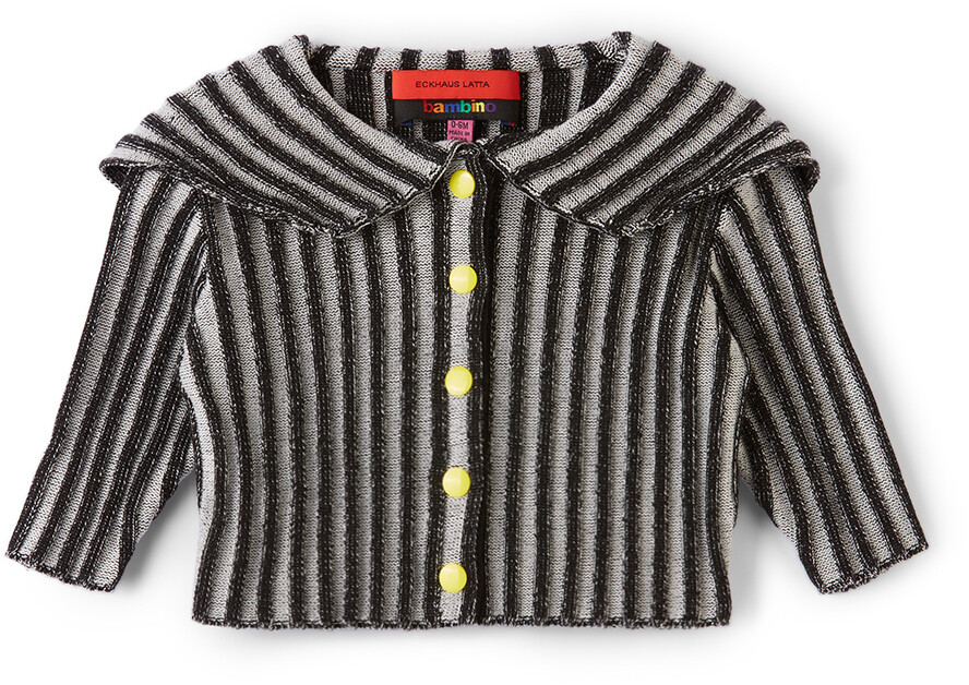 

SSENSE Exclusive Baby Кардиган Bambino черного и серого цвета в рубчик Eckhaus Latta