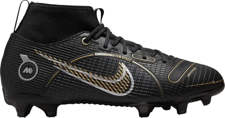 

Бутсы Nike Mercurial Superfly 8 Academy MG GS 'Black Metallic Gold', черный