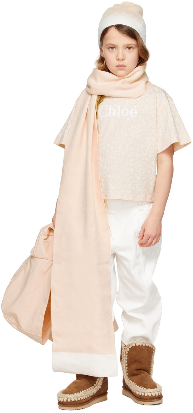 

Детская розовая футболка с цветочным принтом Chloé
