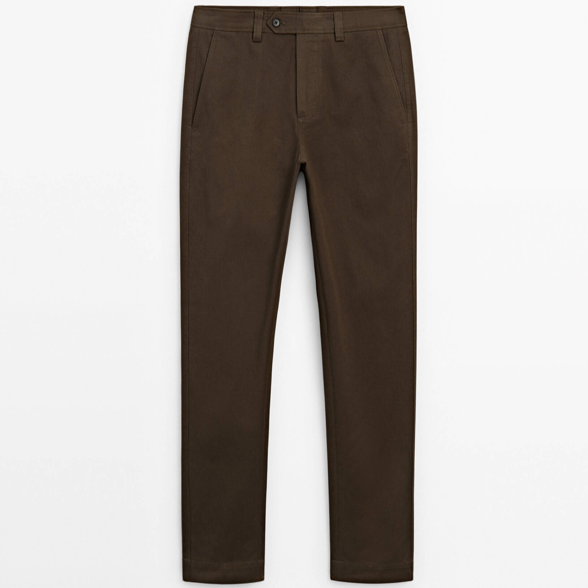 Брюки Massimo Dutti Relaxed Fit Belted Chino, коричневый фото