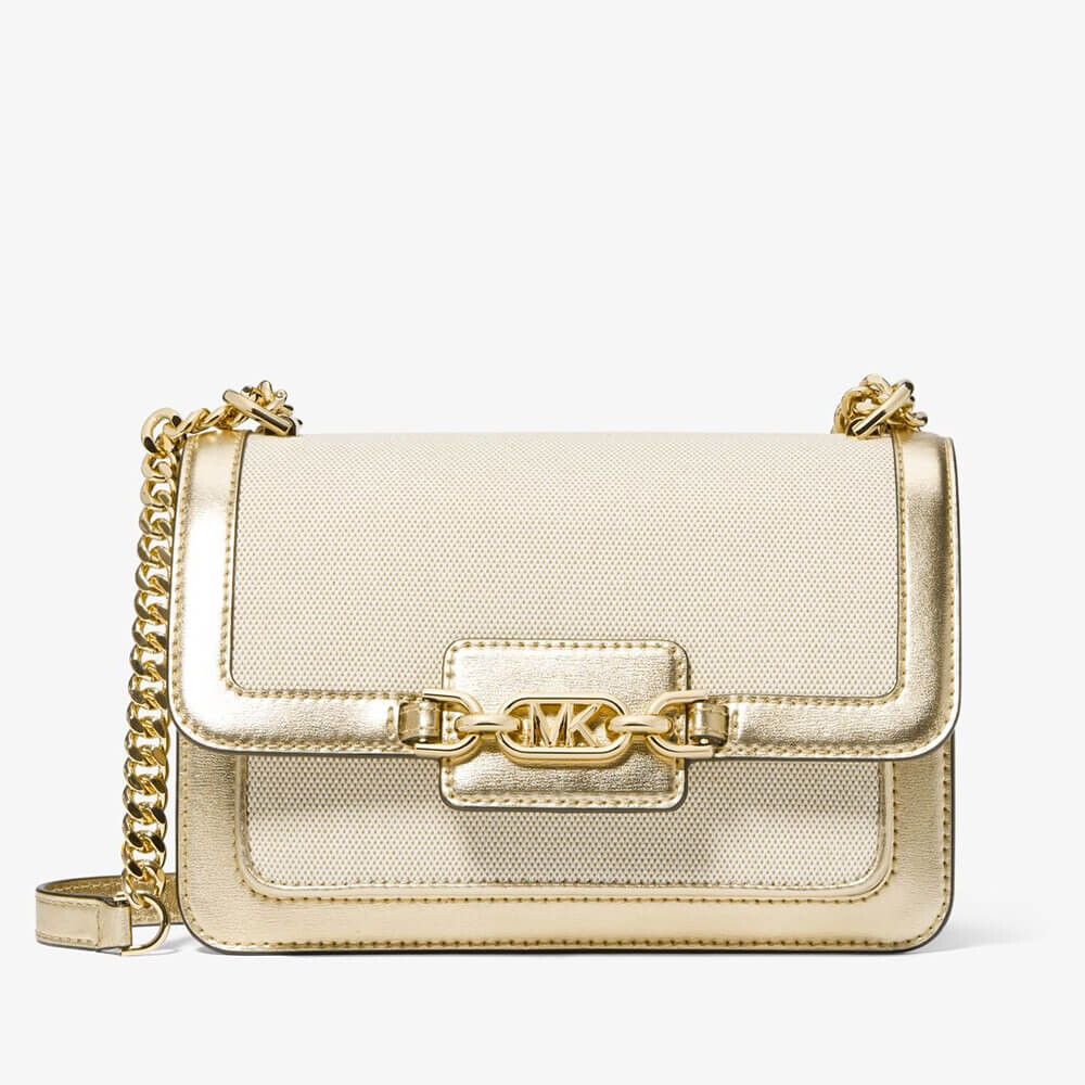 

Сумка Michael Michael Kors Heather Large Canvas and Metallic Faux, бледно-золотой/бежевый