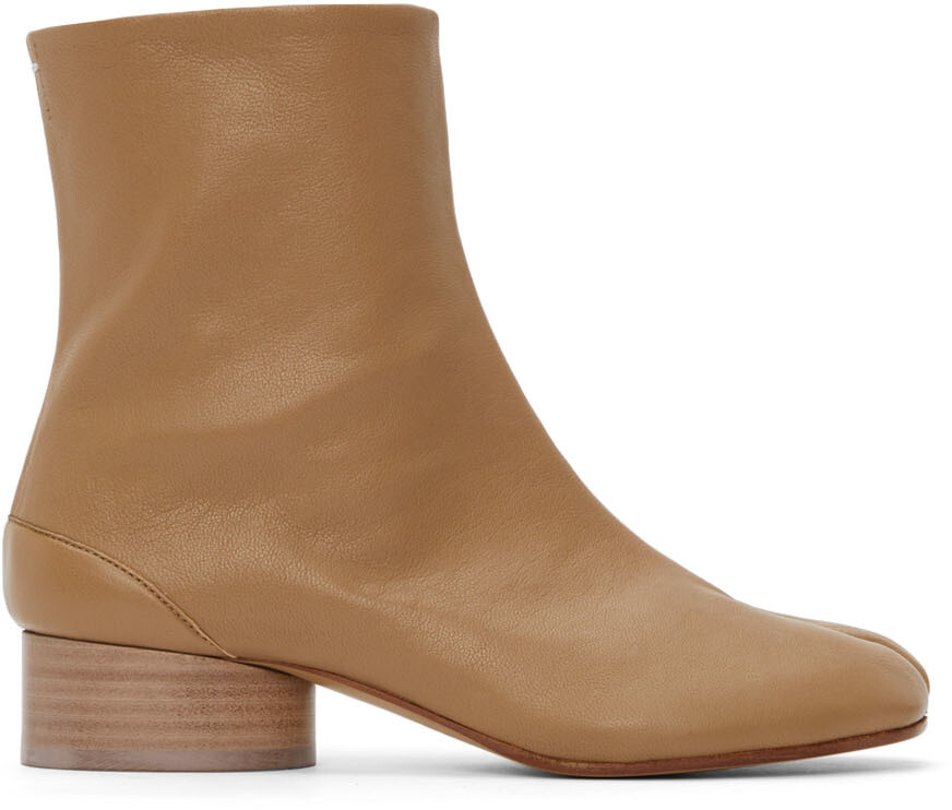 

Бежевые ботинки таби на низком каблуке Maison Margiela