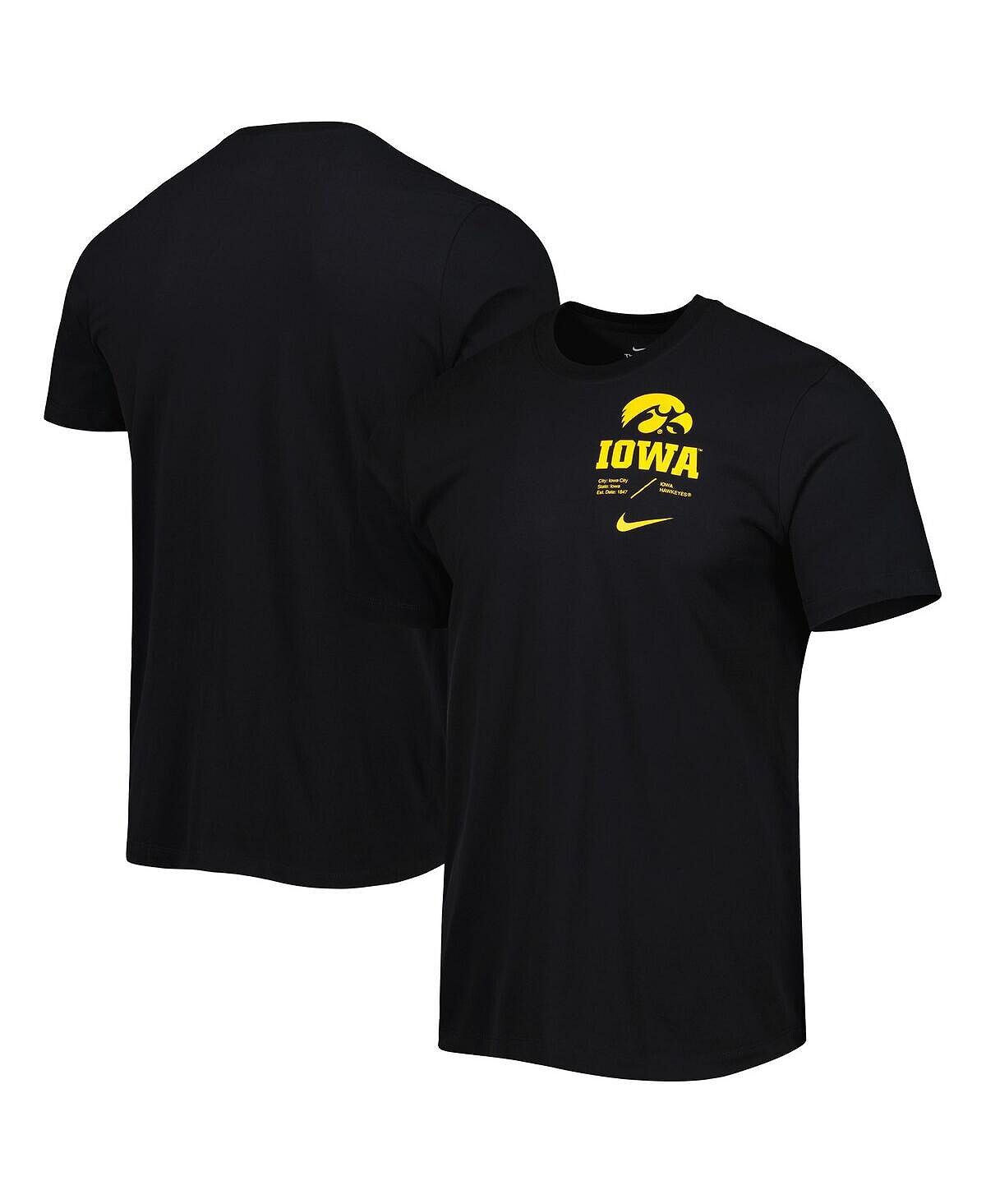 

Мужская черная футболка iowa hawkeyes team practice performance Nike, черный