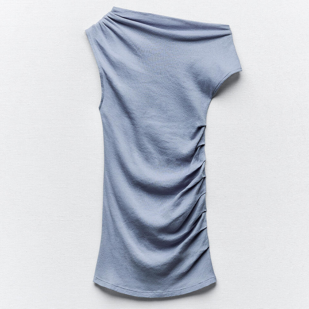 

Футболка Zara Delicate Draped, синий