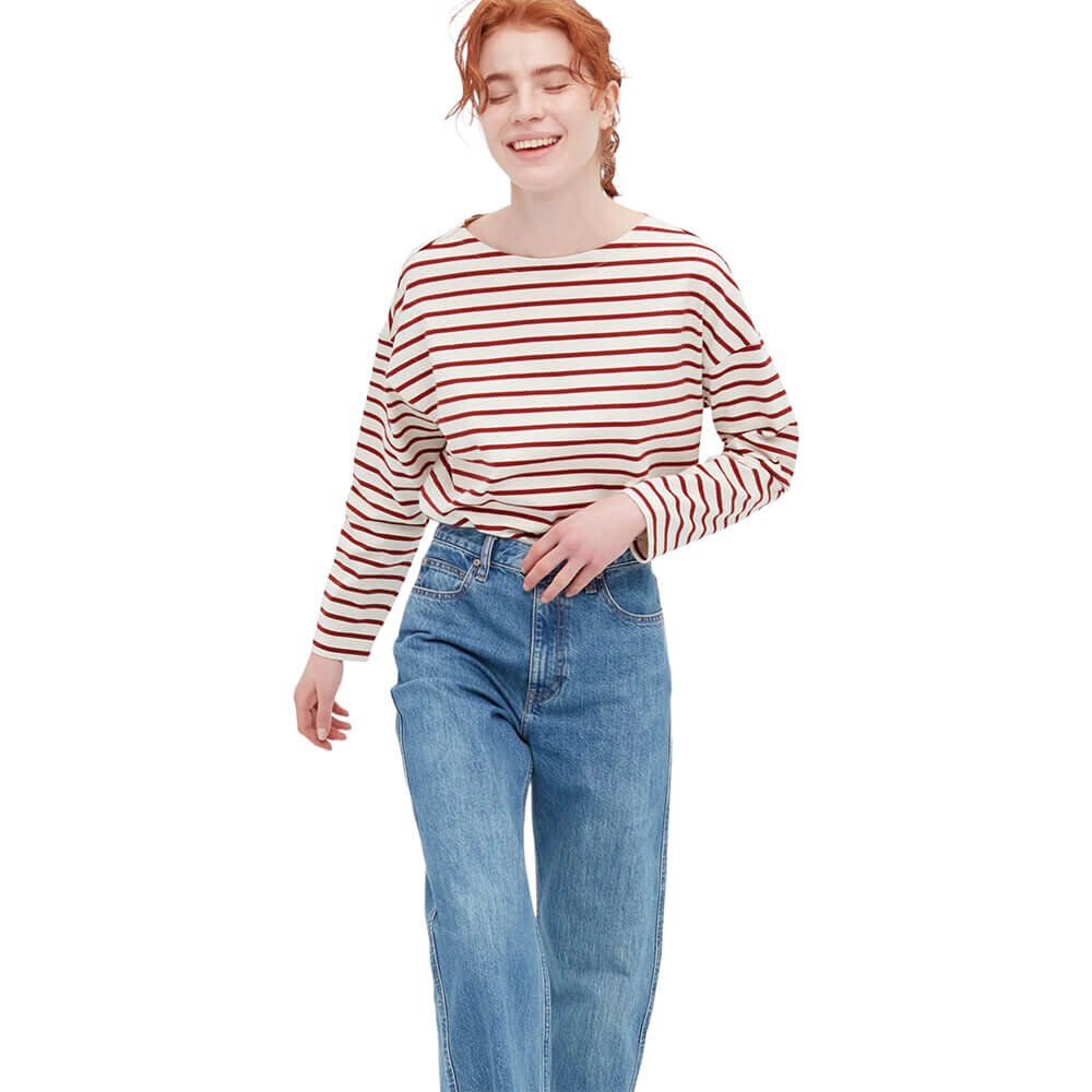 

Лонгслив Uniqlo Striped, красный