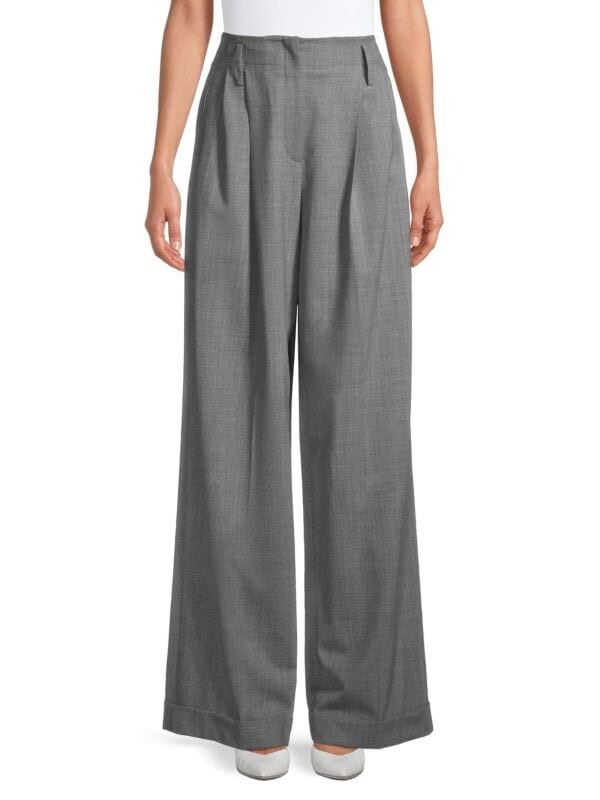 

Брюки Широкие Michael Kors Collection с высокой талией, banker melange
