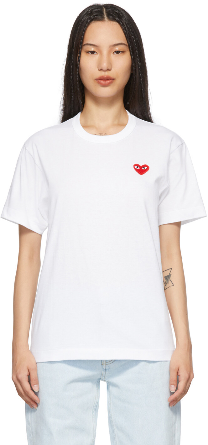 

Белая футболка с нашивкой в ​​виде сердца Comme des Garçons Play, Белый