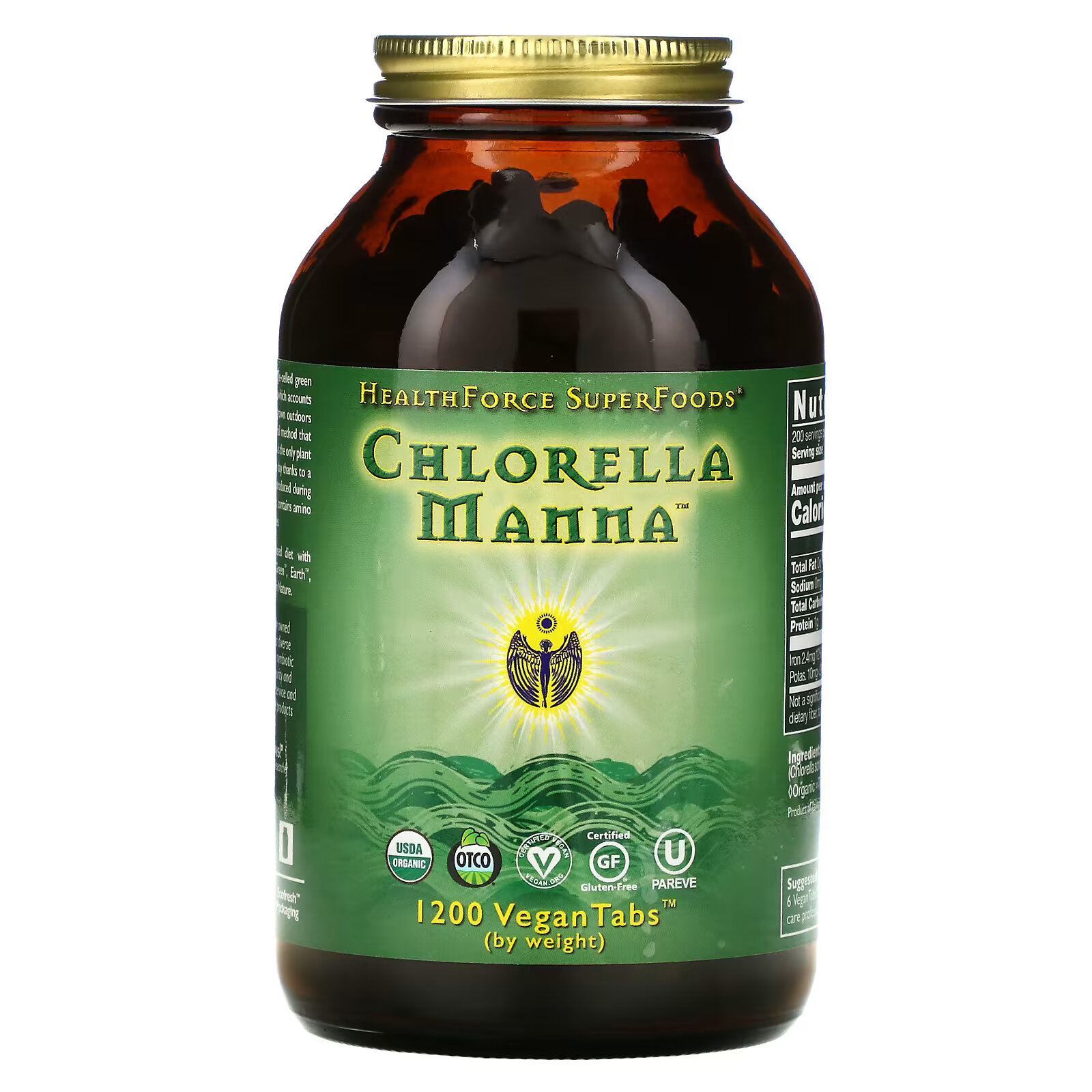 HealthForce Superfoods, Chlorella Manna, добавка с хлореллой, 1200 веганских таблеток цена и фото