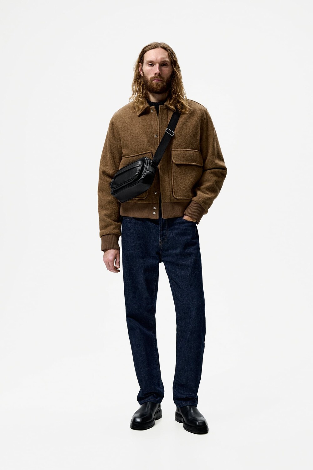 

Монохромная сумка через плеч ZARA, черный
