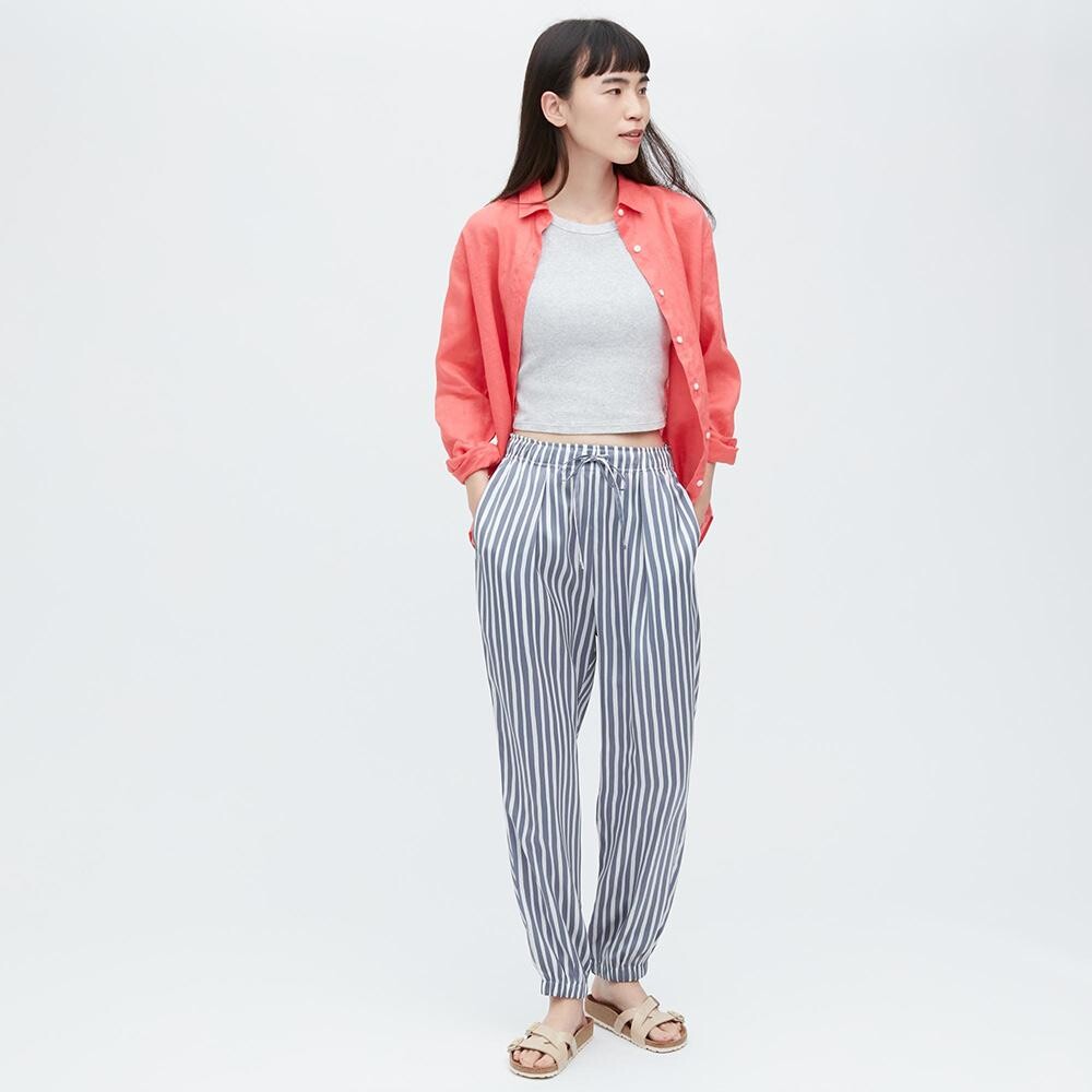 

Эластичные атласные брюки Uniqlo, серый