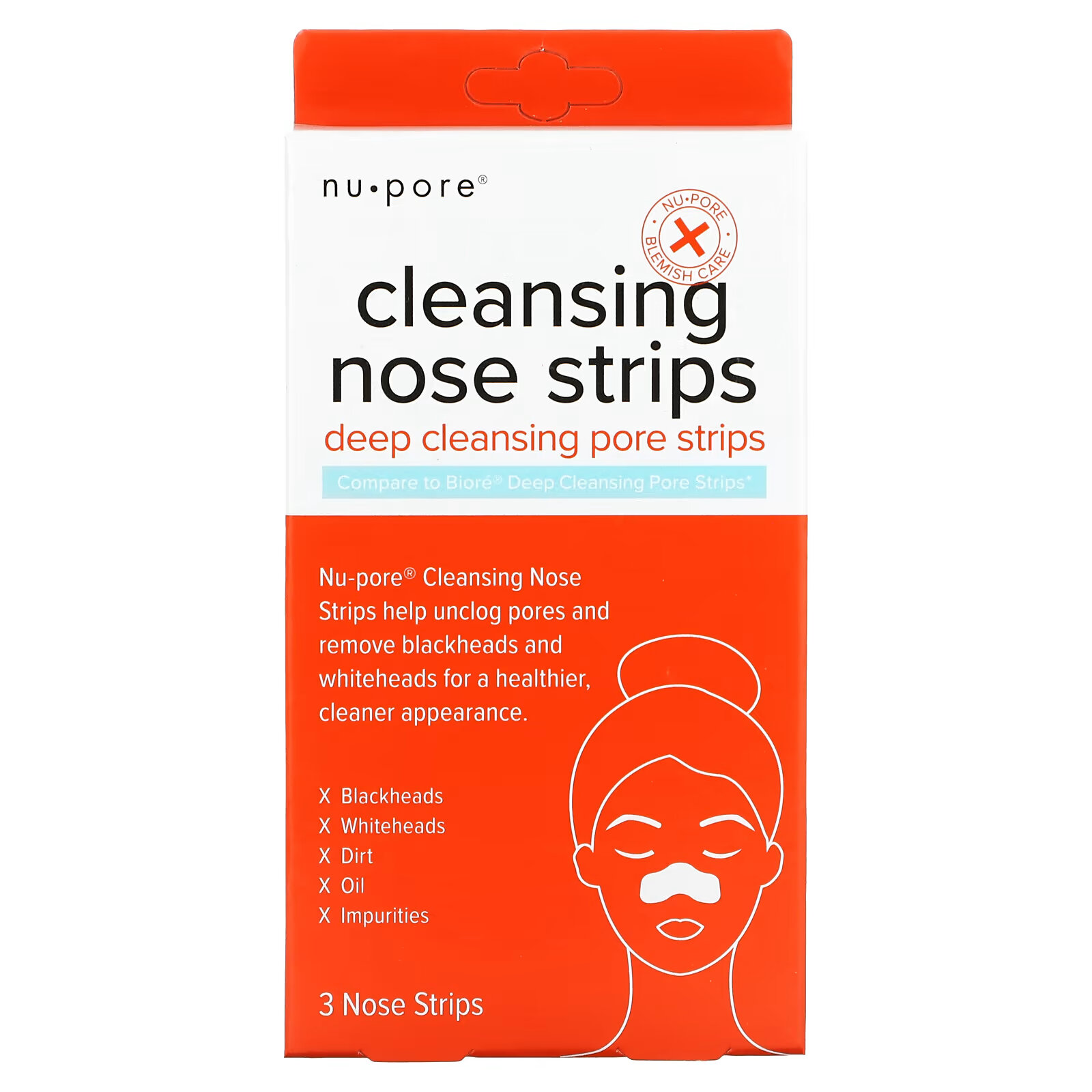 Nu-Pore, очищающие полоски для носа, 3 полоски для носа цена и фото