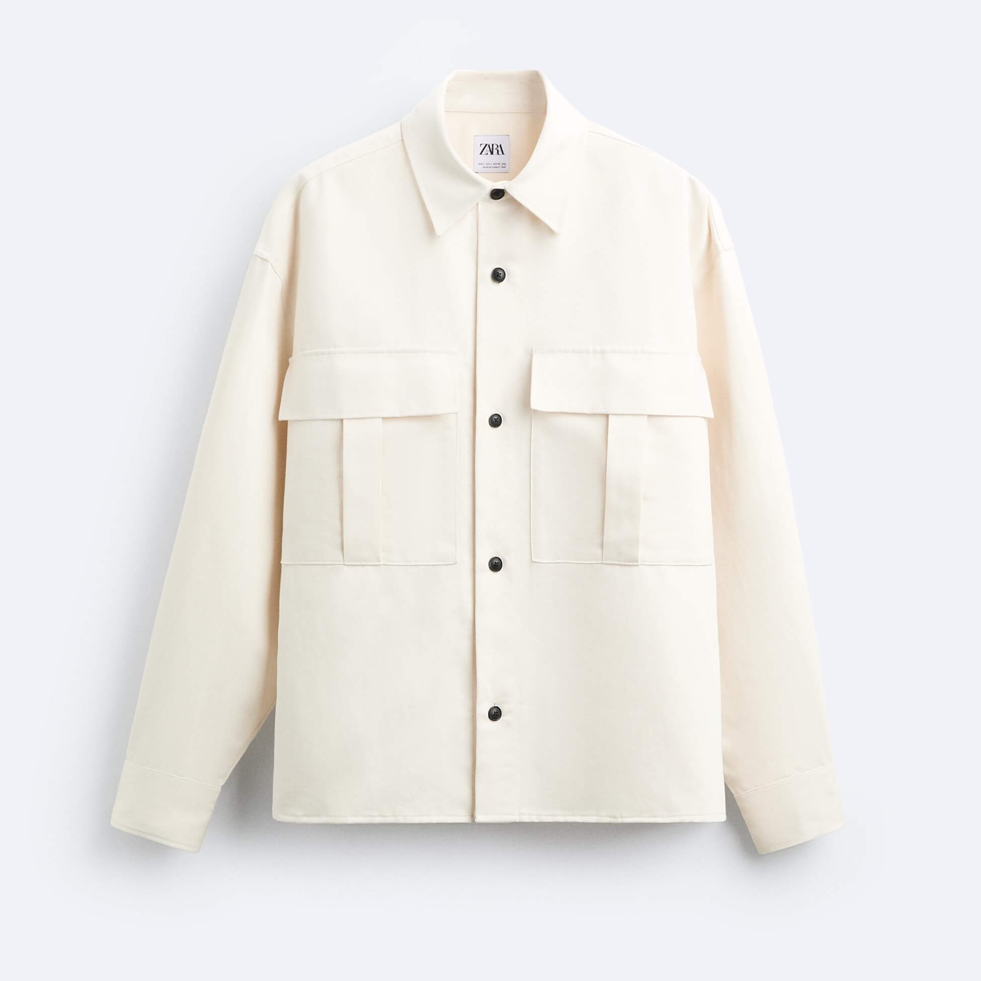 Рубашка верхняя Zara Pockets X Casa, молочный рубашка с короткими рукавами укороченного кроя weekday белый