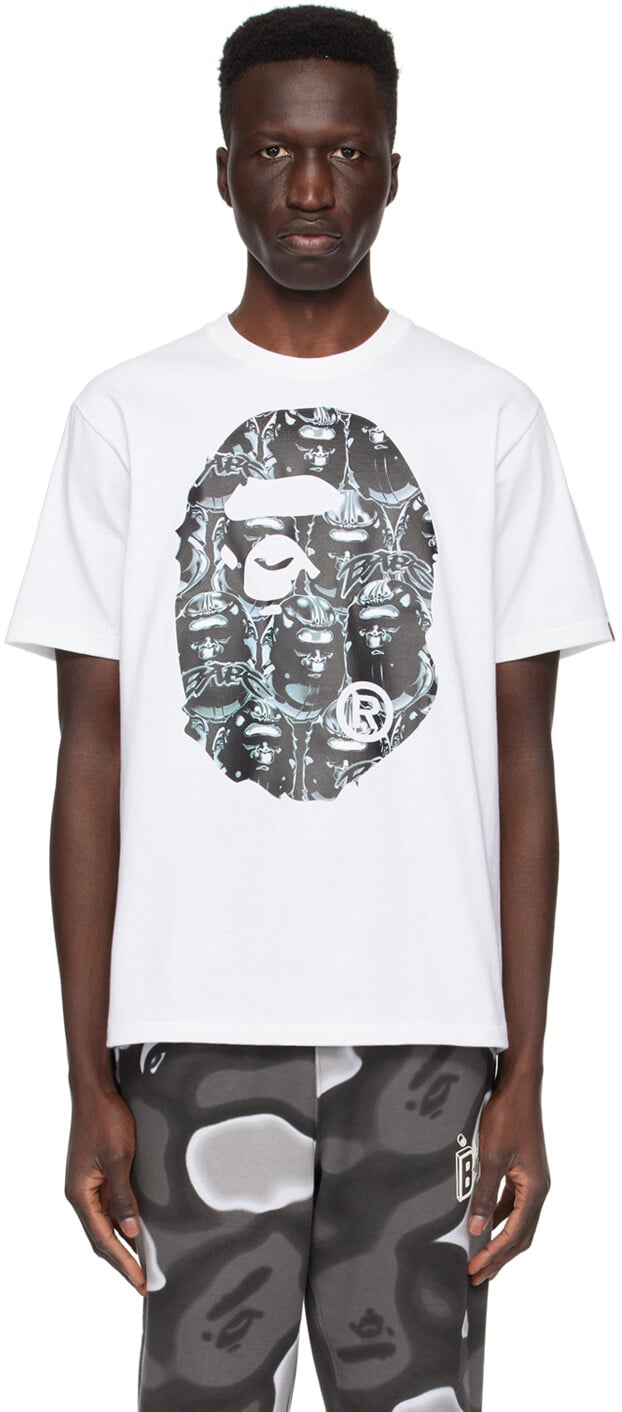 

Футболка Big Ape с граффити в виде головы белой обезьяны Bape