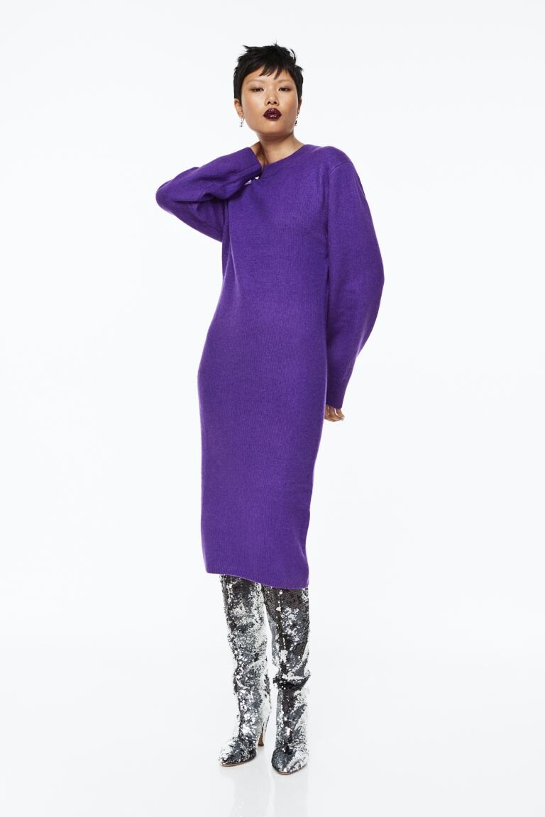 

Трикотажное облегающее платье H&M, фиолетовый
