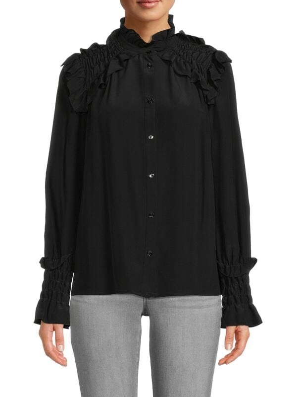 

Рубашка Шелковая Sonia Rykiel с оборками, черный