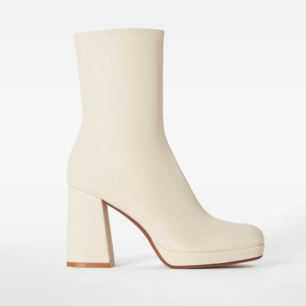 

Ботильоны Bershka Fitted High-heel Mini Platform Ankle, кремовый
