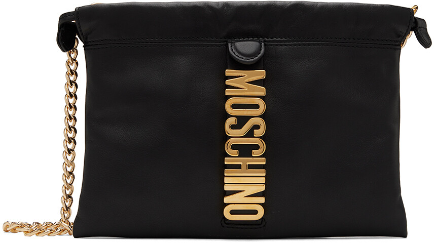 

Черный клатч с логотипом Moschino