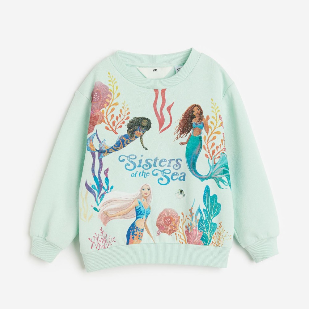 Свитшот H&M Kids Printed The Little Mermaid, мятный