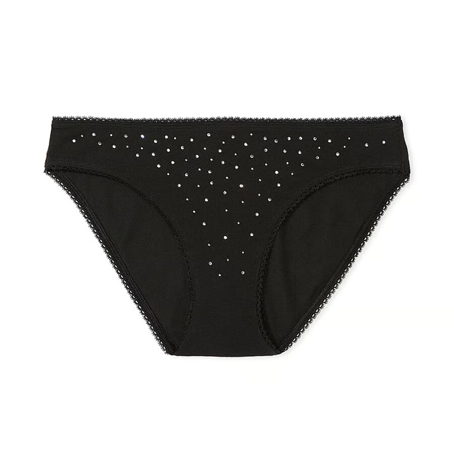 

Трусики Victoria's Secret Stretch Cotton Bikini Shimmer, сливовый, Черный